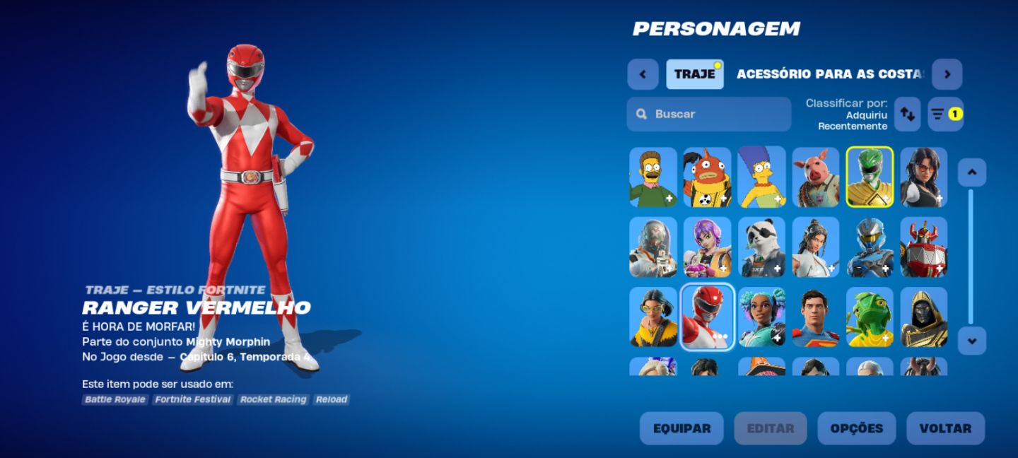 Conta epic games e fortnite com várias skins/ Power Rangers