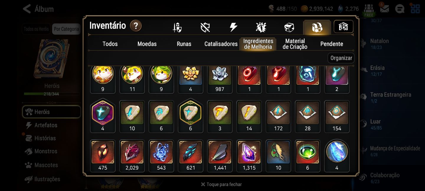 [EPIC SEVEN] CONTA MIDGAME. ALGUNS ML E LIMITADOS.