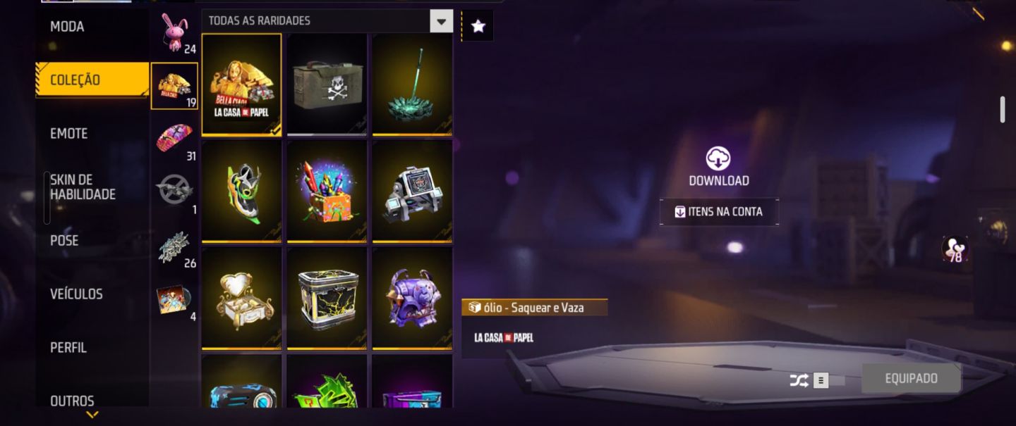 CONTA FREE FIRE COMPLETA À VENDA MUITOS ITENS RAROS