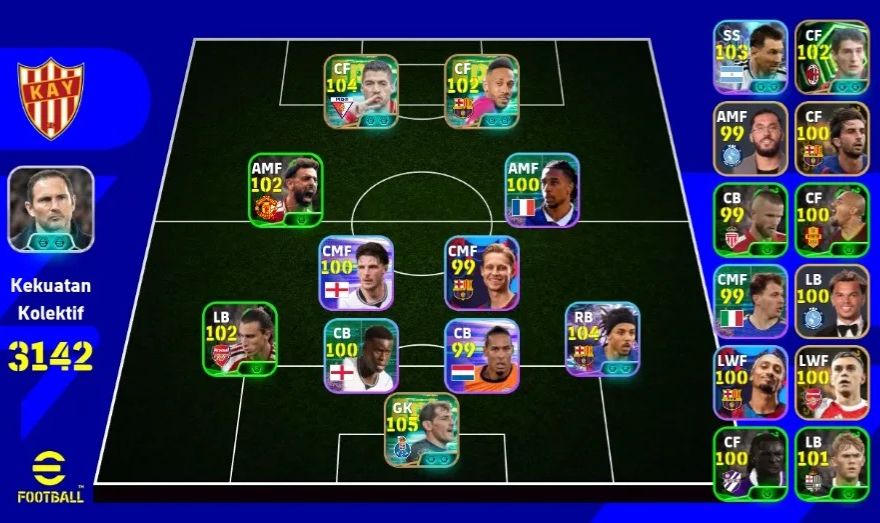 CONTA DE EFOOTBALL C/JULES KOUNDÉ LUIS SUÁREZ MASSARO, IKER CASILLAS, FORÇA 3142