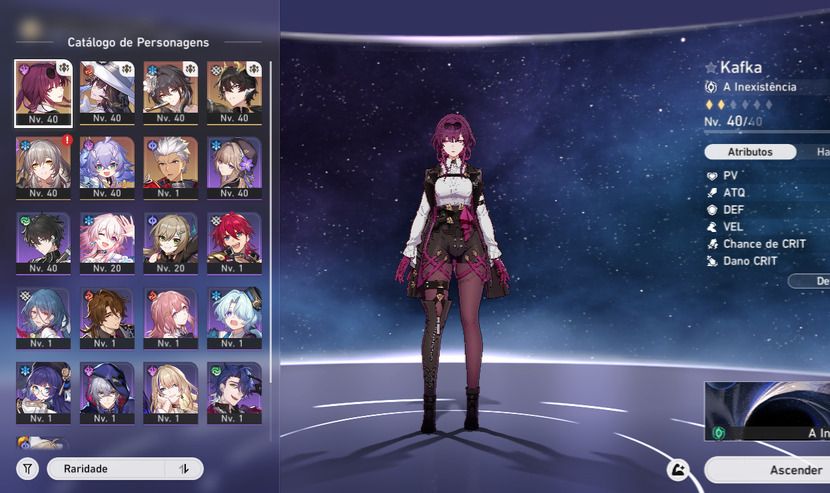 Kafka, A Dália, Ruan Mei(com skin), Dan Heng Permansor Terrae, Bailu e Archer