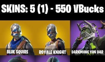 CONTA FORTNITE com Blue Squire | Royale Knight | Darkmode Yon Dar e 5 SKINS