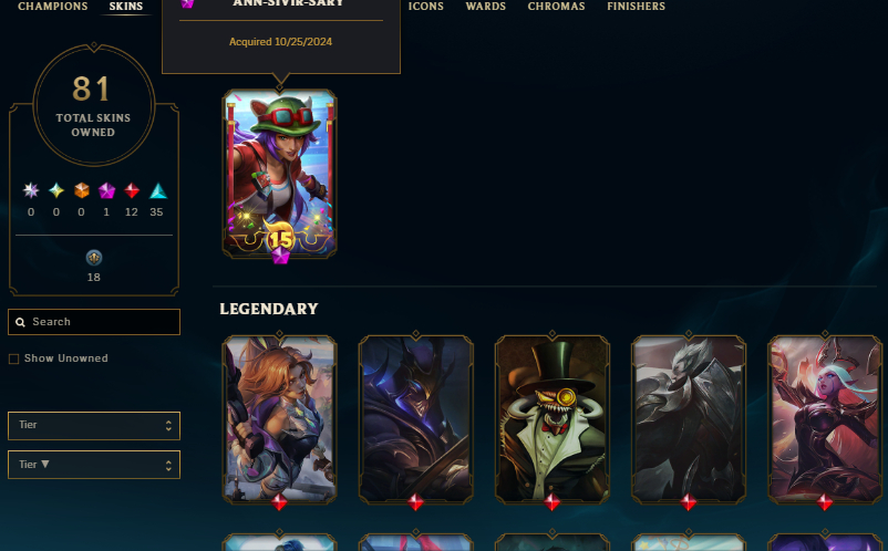 Conta com skins valoran e lol