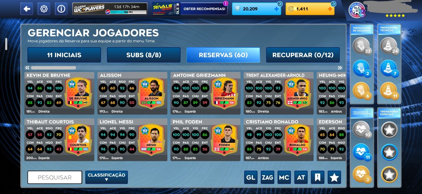 CONTA DE DREAM LEAGUE SOCCER 26 COM MUITOS DIAMANTES!!!