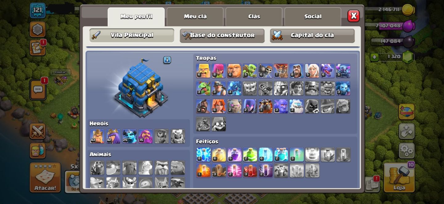 Conta Clash of Clans full CV12 | Rei 43 | Rainha 42 | Guardião 15 | 1320 Gemas