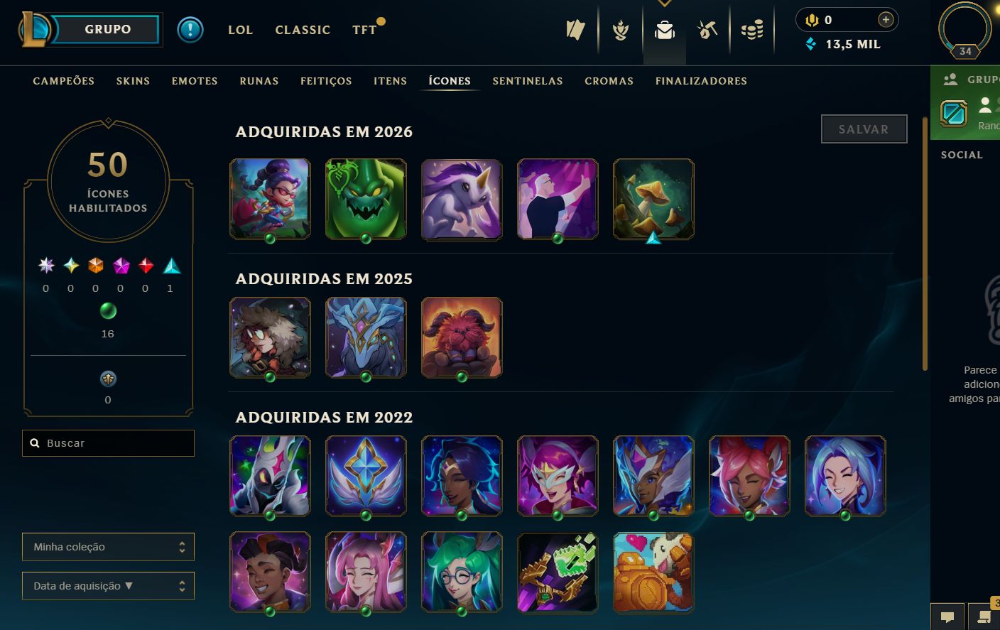 CONTA LOL | GOLD 4 | 81% WR | 13K EA | ICONE INVISIVEL/GP | DE 2022 UNICO DONO!