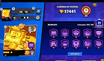 CONTA DE BRAWL STARS(57441 troféus, 17535 blings e 39 gemas)