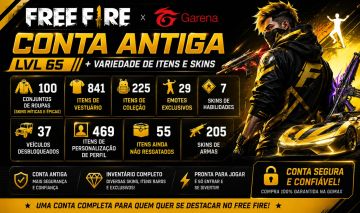 FREE FIRE LVL 65 I CONTA ANTIGA + VARIEDADE DE ITENS E SKINS
