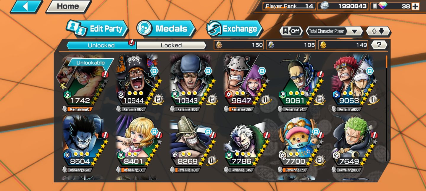Conta de Bounty rush com barba negra, Aokiji e Rogerio EX