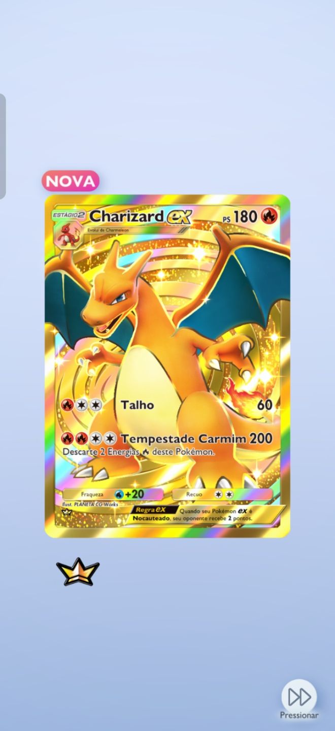 Conta Pokémon TCG Pocket | CHARIZARD EX COROA (GOLD) + Mewtwo Imersivo + Shinies