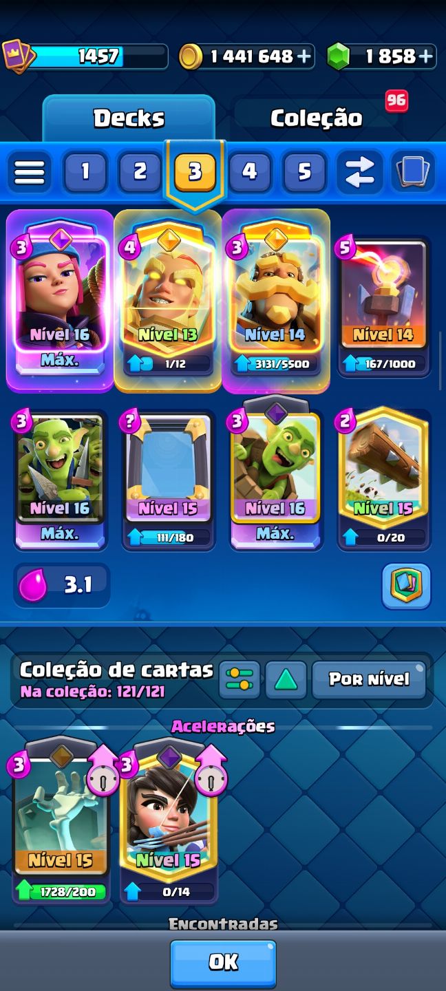 Combo de conta Supercell Clash Royale e Clash of clans