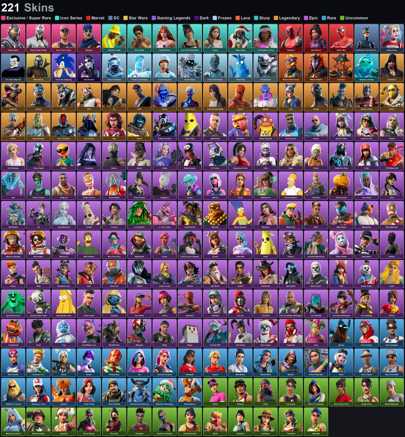 Conta 221 Skins - Rogue Spider Knight - Merry Mint Axe - Take The L - STW DELUXE