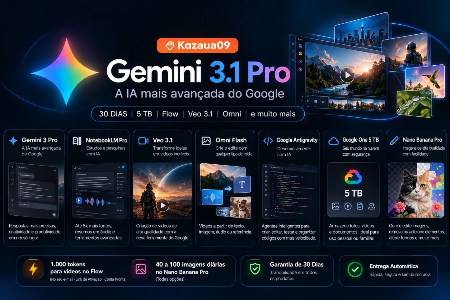 Gemini 3.1 Pro 30 Dias | 5TB + Veo 3.1 + Flow + Omni + Nano Banana Pro