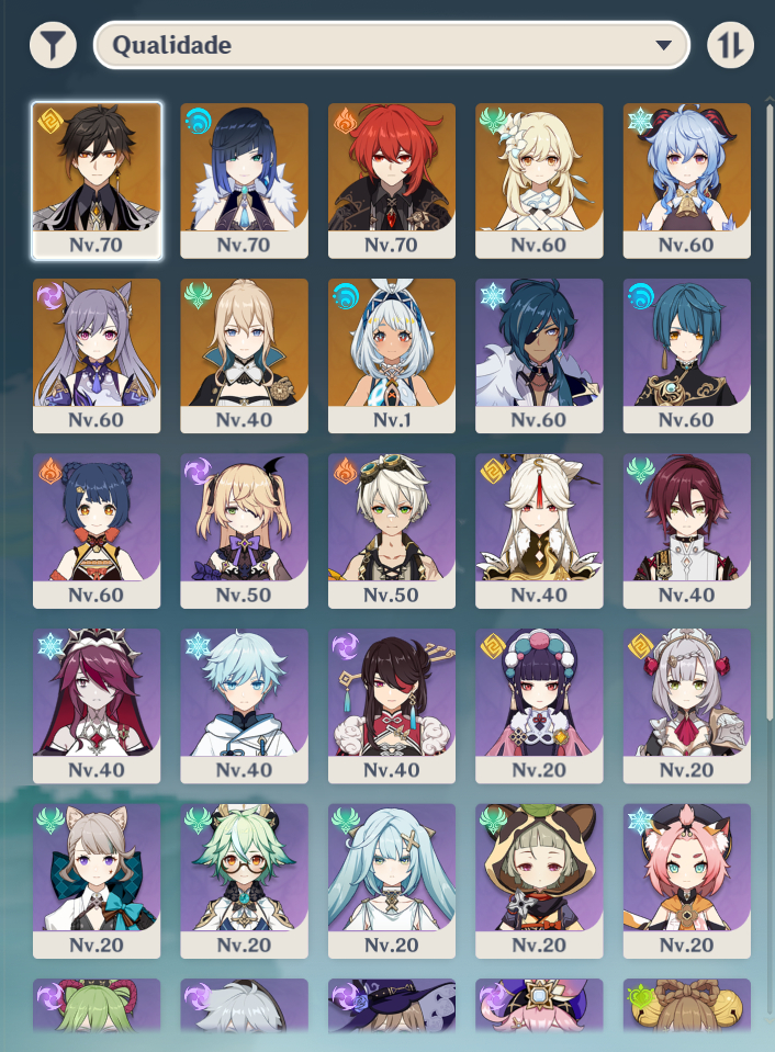 (CONTA GENSHIN IMPACT Conta AR45) Diluc,Yelan,Mualani,Zhongli,Ganyu,Keqing,Jean.