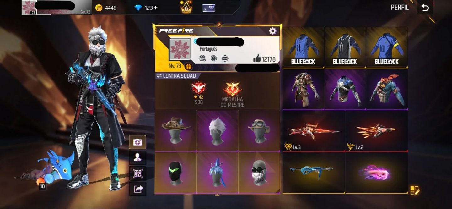 Conta Free Fire Rara Gemada com Steampunk, Angelical, Punho, Bandeirao, Barbinha