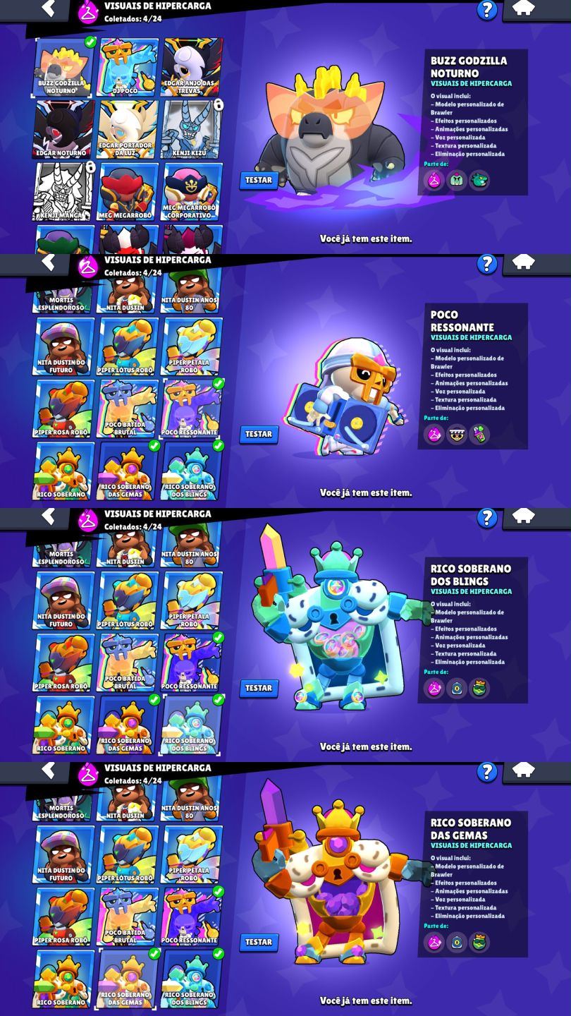 CONTA DE BRAWL STARS 17K DE TROFEUS |80 BRAWLERS | 4 SKIN DE HIPER