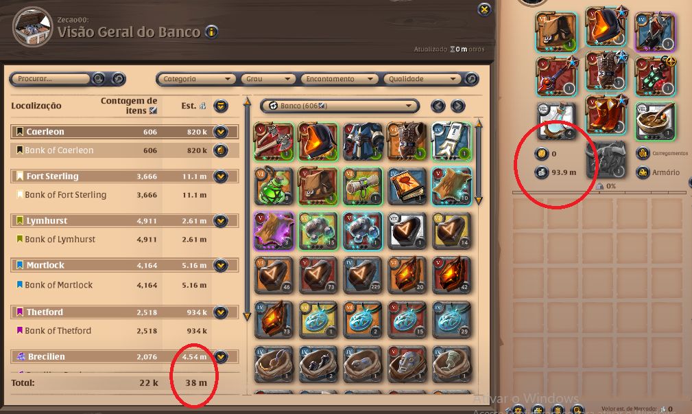 CONTA NA + 94m Prata Liquida + Todas Coletas T8 + 613m Fama Total