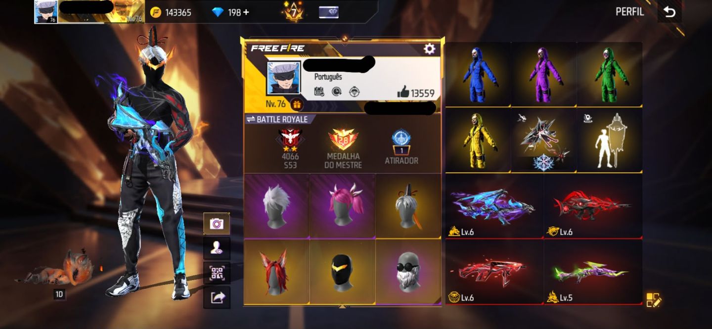 Conta free fire gemada com angelical barbinha punho bandeirao troca nick prime 7