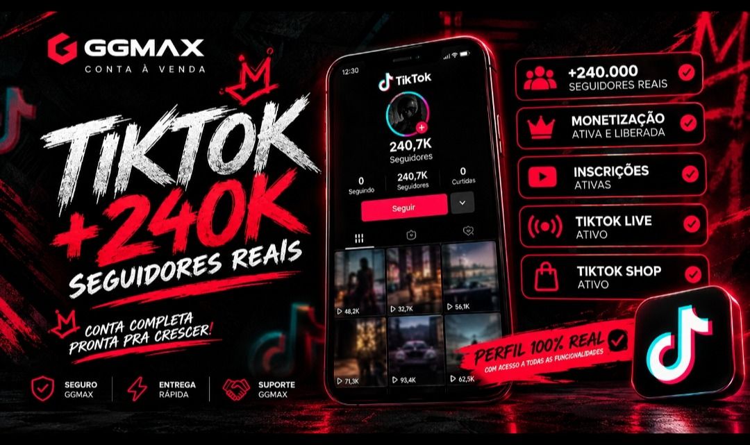 CONTA TIKTOK +240K SEGUIDORES REAIS LIVE, SHOP, INSCRIÇÕES E MONETIZAÇÃO