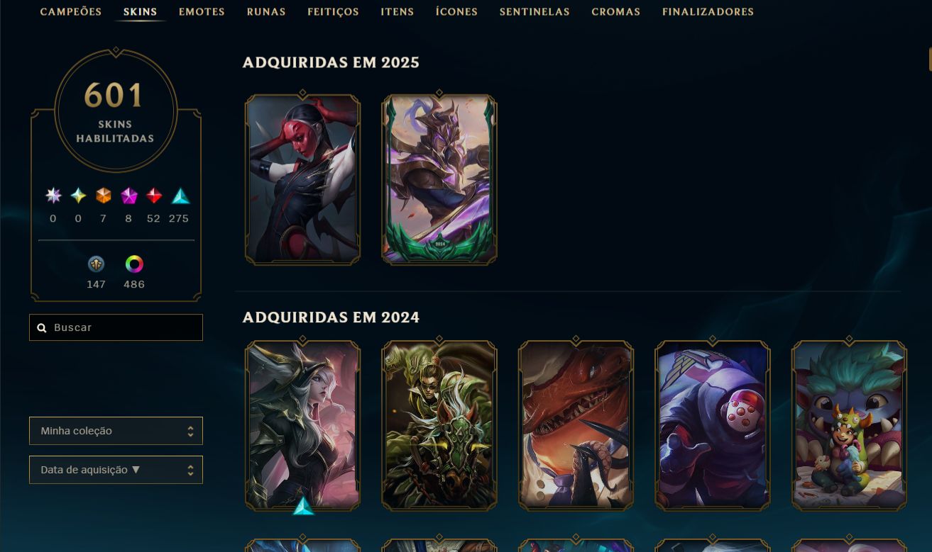 Conta lol com varias skin cara e bom mmr