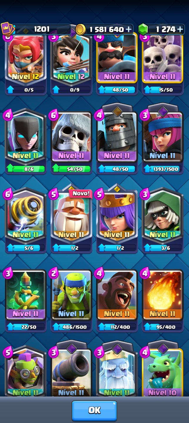 Conta de clash royale bastante upada, todas as cartas!!