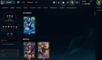 Full Acesso - 124 Skins - Todos Campeões - Level 293 - 50 Mil Essencia Azul