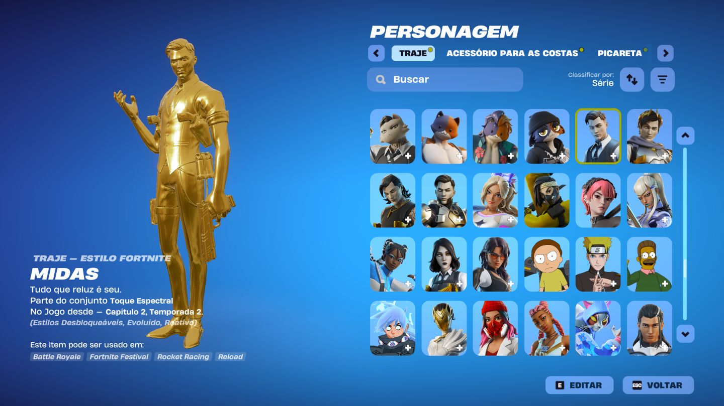 Conta Fortnite Picareta do Kratos, Midas, etc. aceito propostas