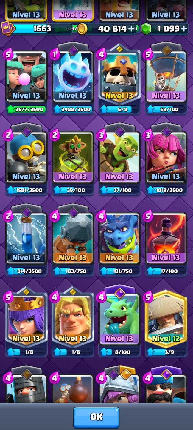 CONTA BRABA CLASH ROYALE/ 14.000 TROFÉUS/ LIGA 3/VARIAS CARTAS NO NÍVEL 16 E 15/