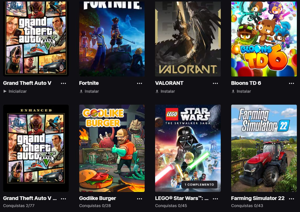 Conta epic games com Fortnite, Gta V, Dead Island, Saga Fallout