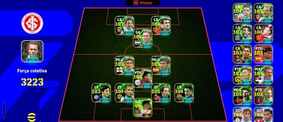 Conta efootball del Piero, puskas, cantona 3220+, 500 moedas negativas