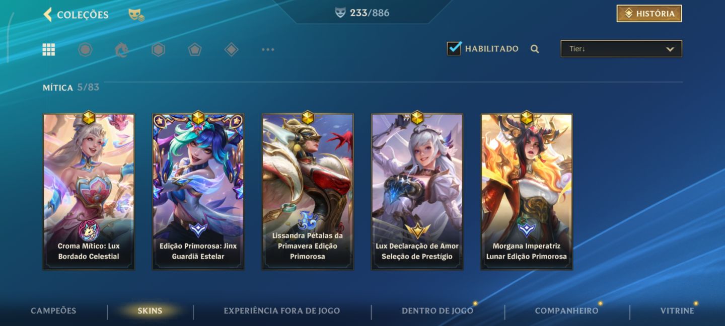 Conta ex monarca 233 skins 1100 reais (negociável)