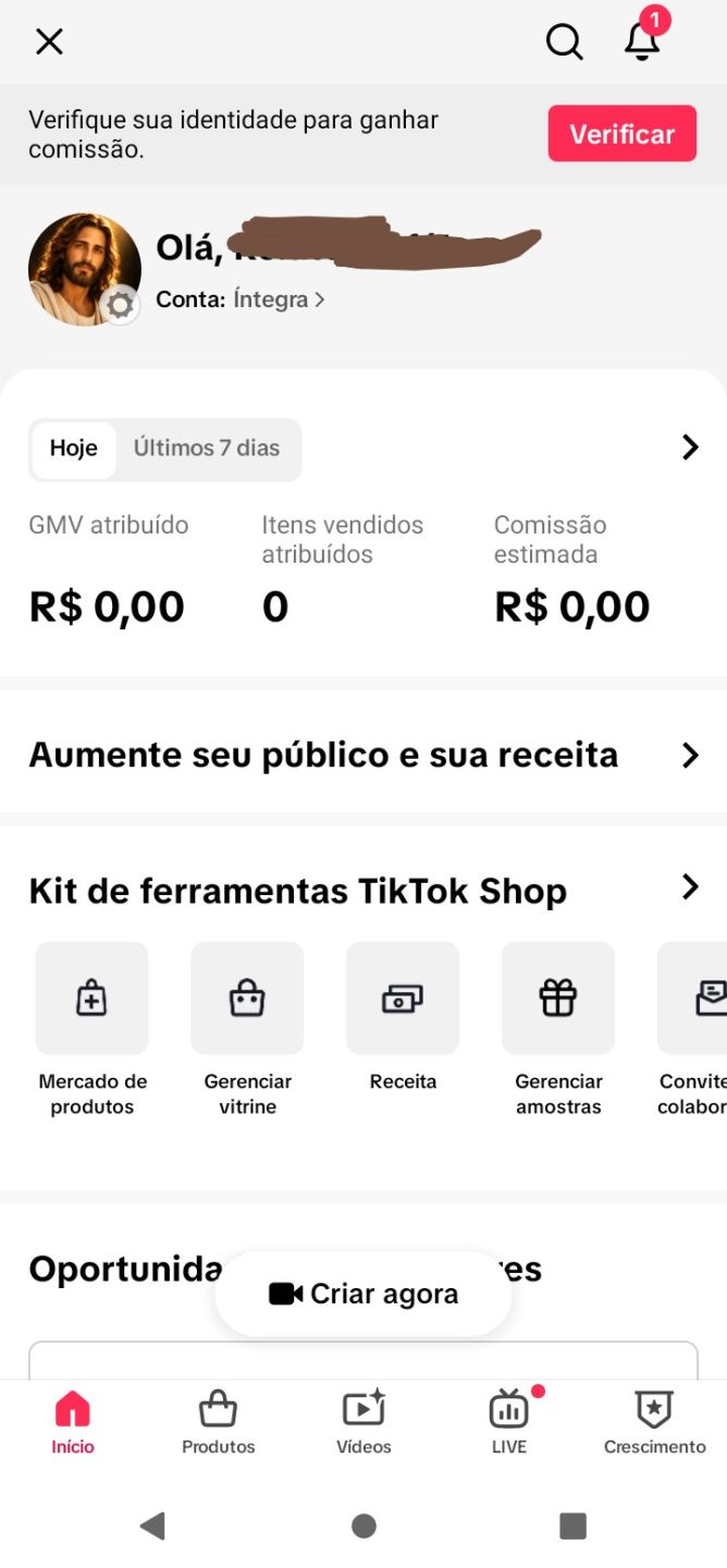Tiktok 1,3K Seguidores | Shop Ativa + Programa de Incentivo | Conta Íntegra