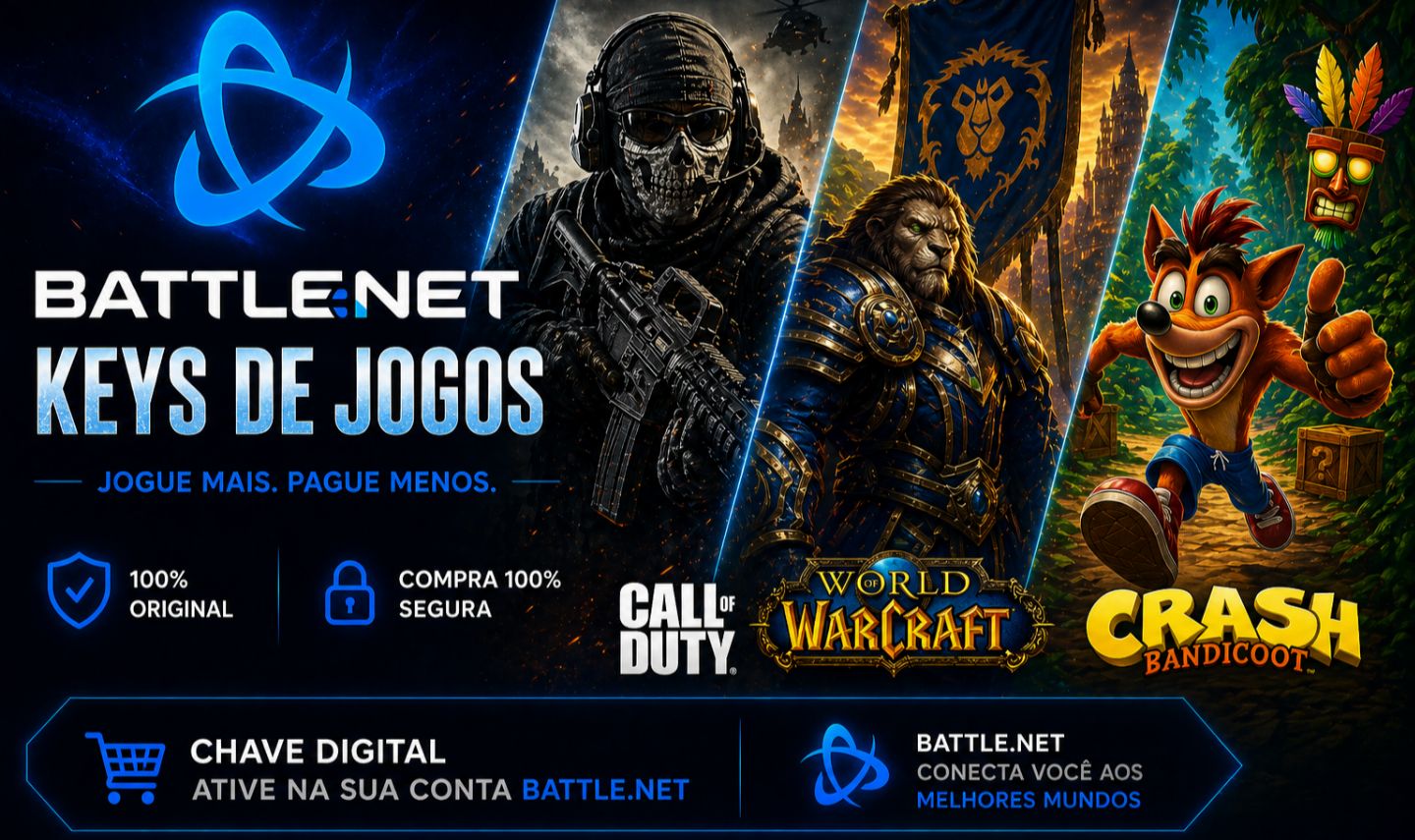 BattleNet Key - ATIVAÇÃO PERMANENTE NA SUA CONTA - Jogos eDLC Originais eBaratos