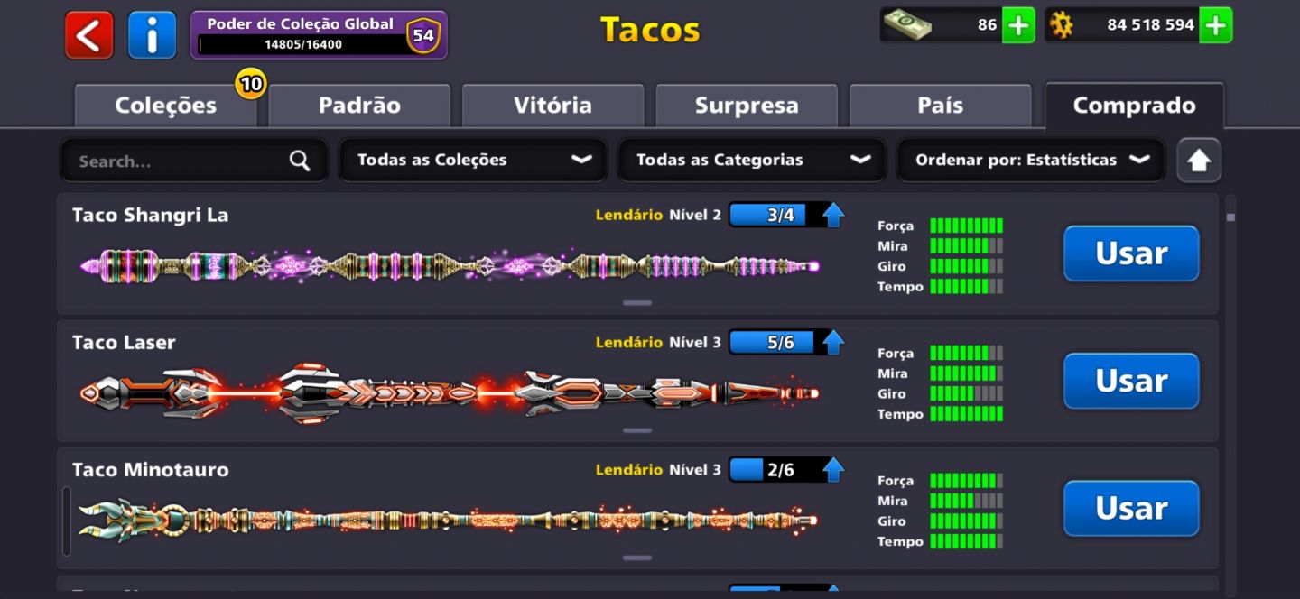 Conta 8 Ball Pool Premium - 84M de Moedas - Lendários Nível Alto