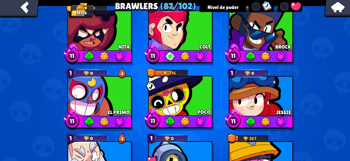 PROMO POR 1 SEMANA!! 87 BRAWLERS (37 LVL 11 / 34 HYPER) E SKINS RARAS!!