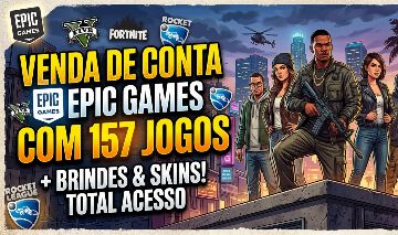 Conta EPIC GAMES com 157 Jogos (inclui:GTA V,tombs Raiders,legos,Marvel e OUTROS