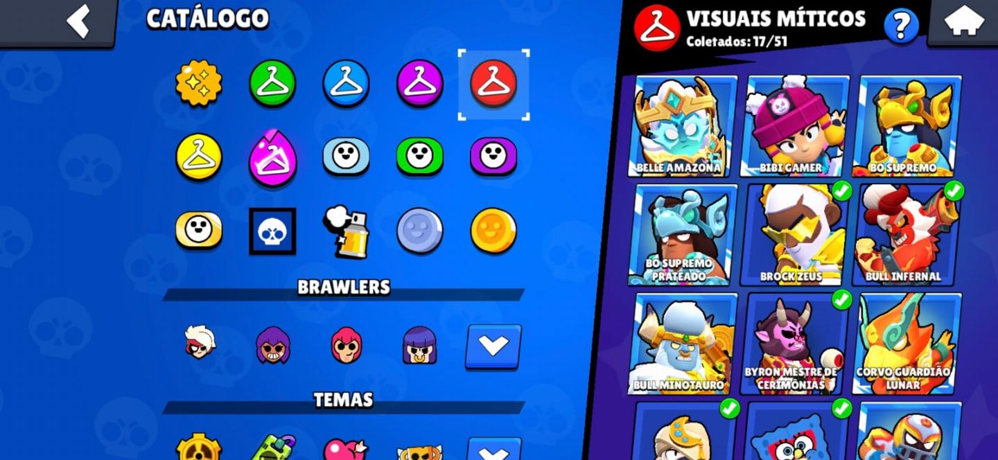 CONTA BRAWL COM 100 MIL TROFEUS, +200 SKINS, +50 BRAWLERS NÍVEL 11