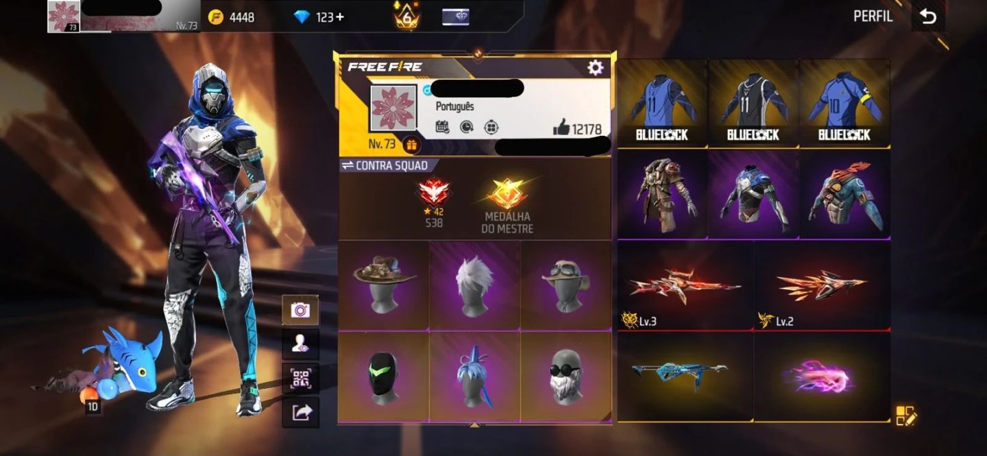 Conta Free Fire Rara Gemada com Steampunk, Angelical, Punho, Bandeirao, Barbinha