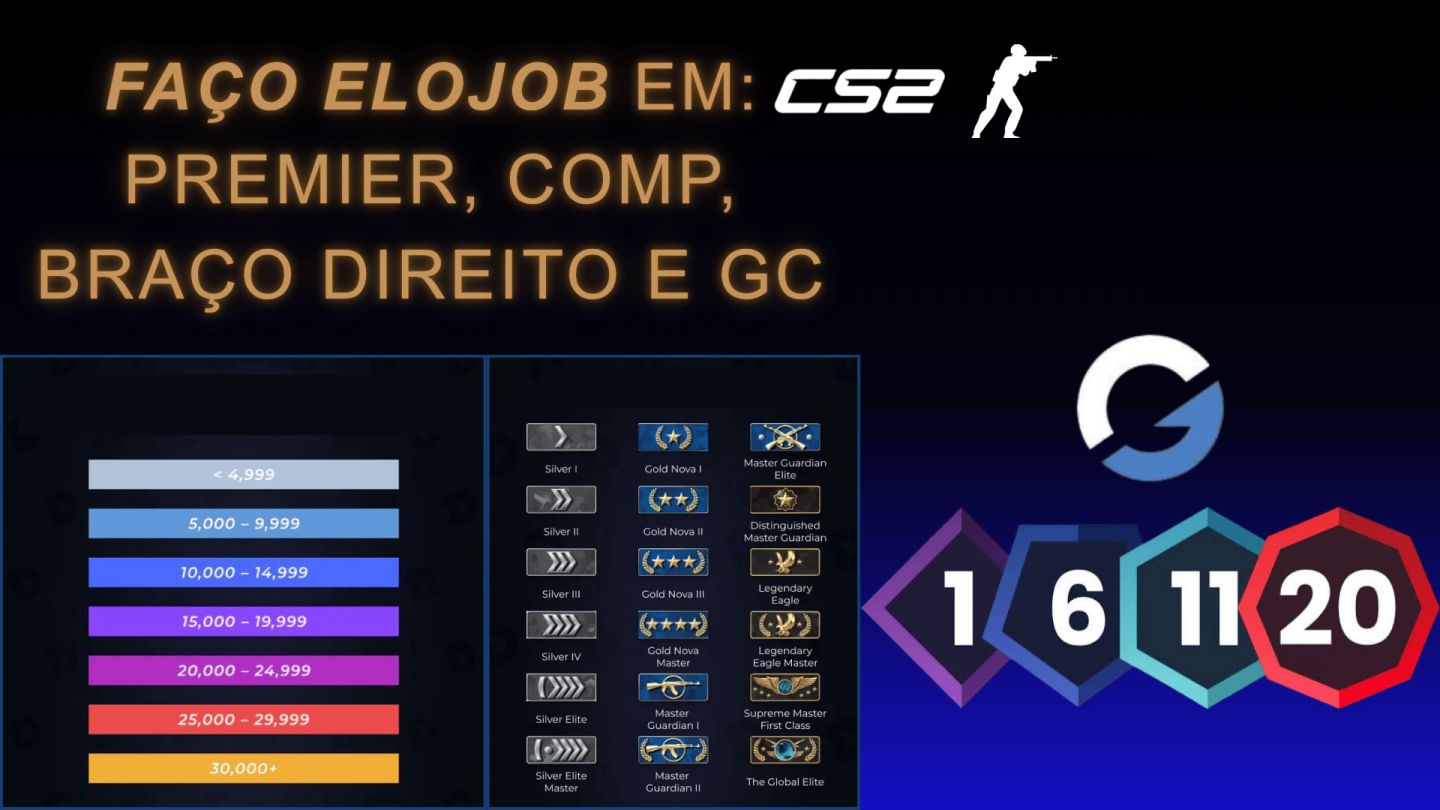 Eloboost CS2 (Premier, Competitivo, Braço Direito e GC)
