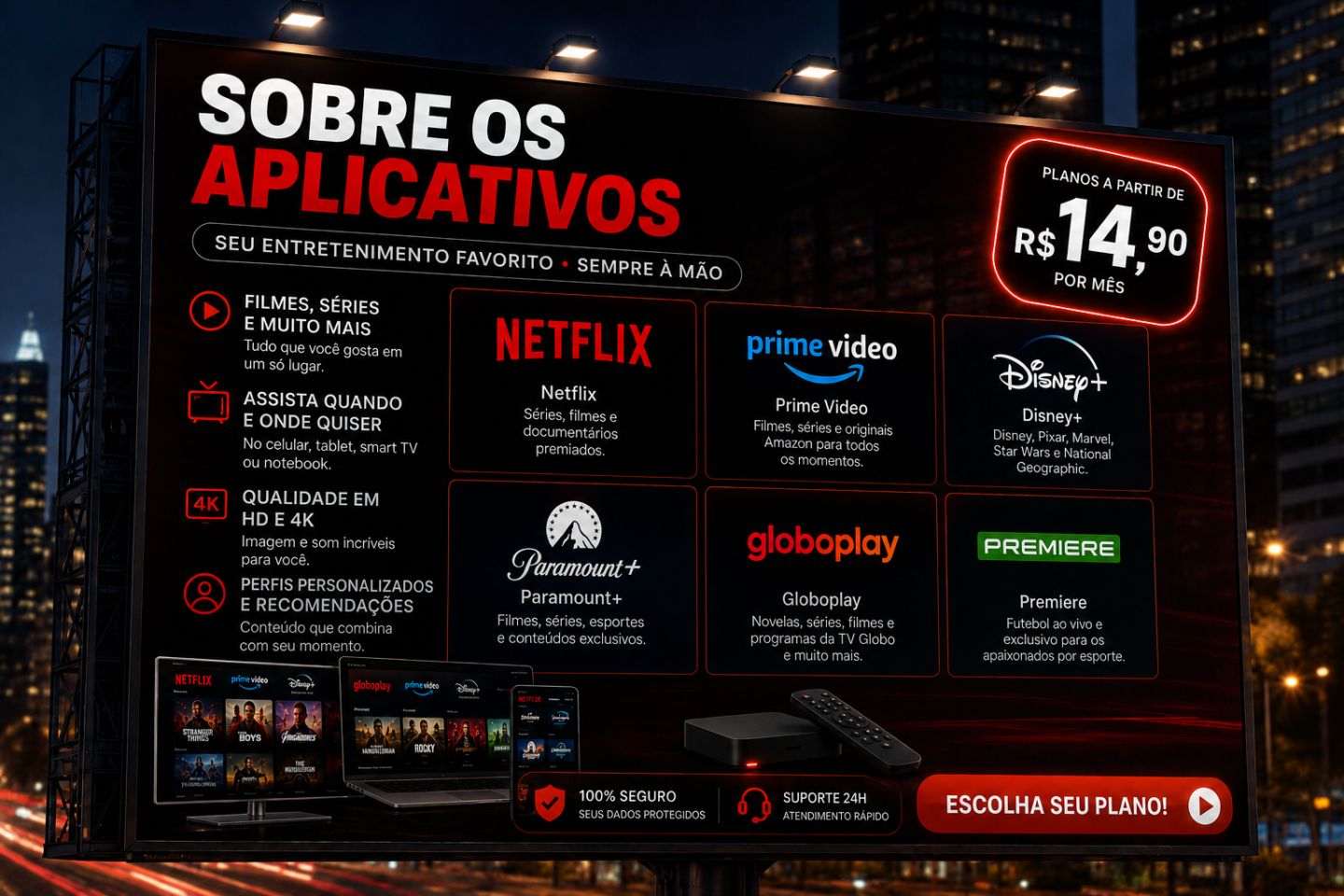 Netflix 1 tela 4K privada