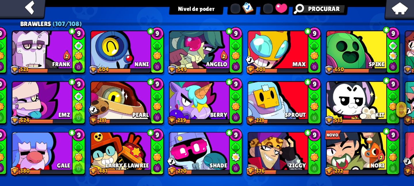 Brawl stars conta 59k muitas skins e brawlers upados