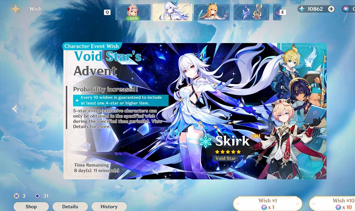 SKIRK + RAIDEN + ARLECCHINO + INEFFA | 10K GEMAS | LUMINE