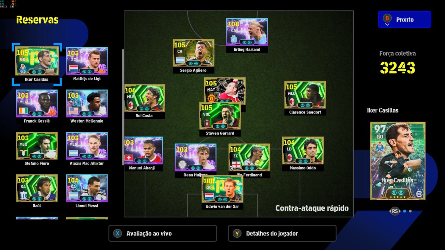 Conta PC Steam Halland 108, Van Der Sar 108, Seedorf 105, Rui Costa 106 e CIA