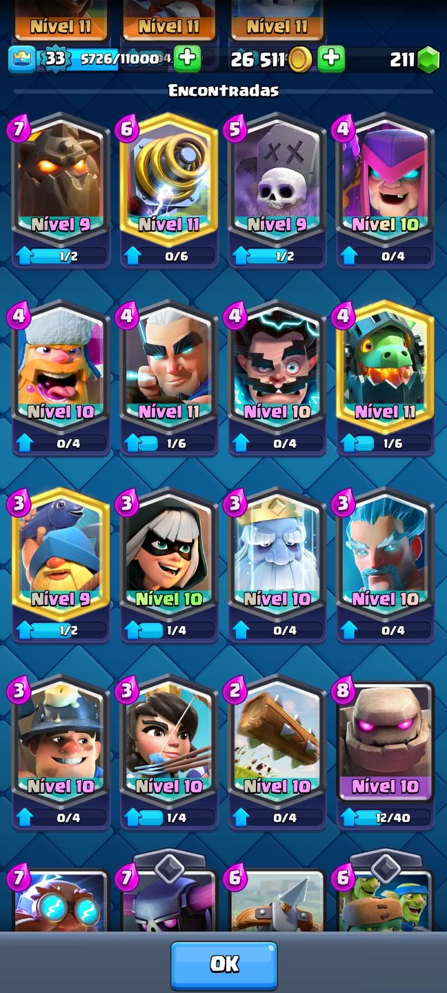 CONTA DE CLASH ROYALE COMPLETA E ANTIGA