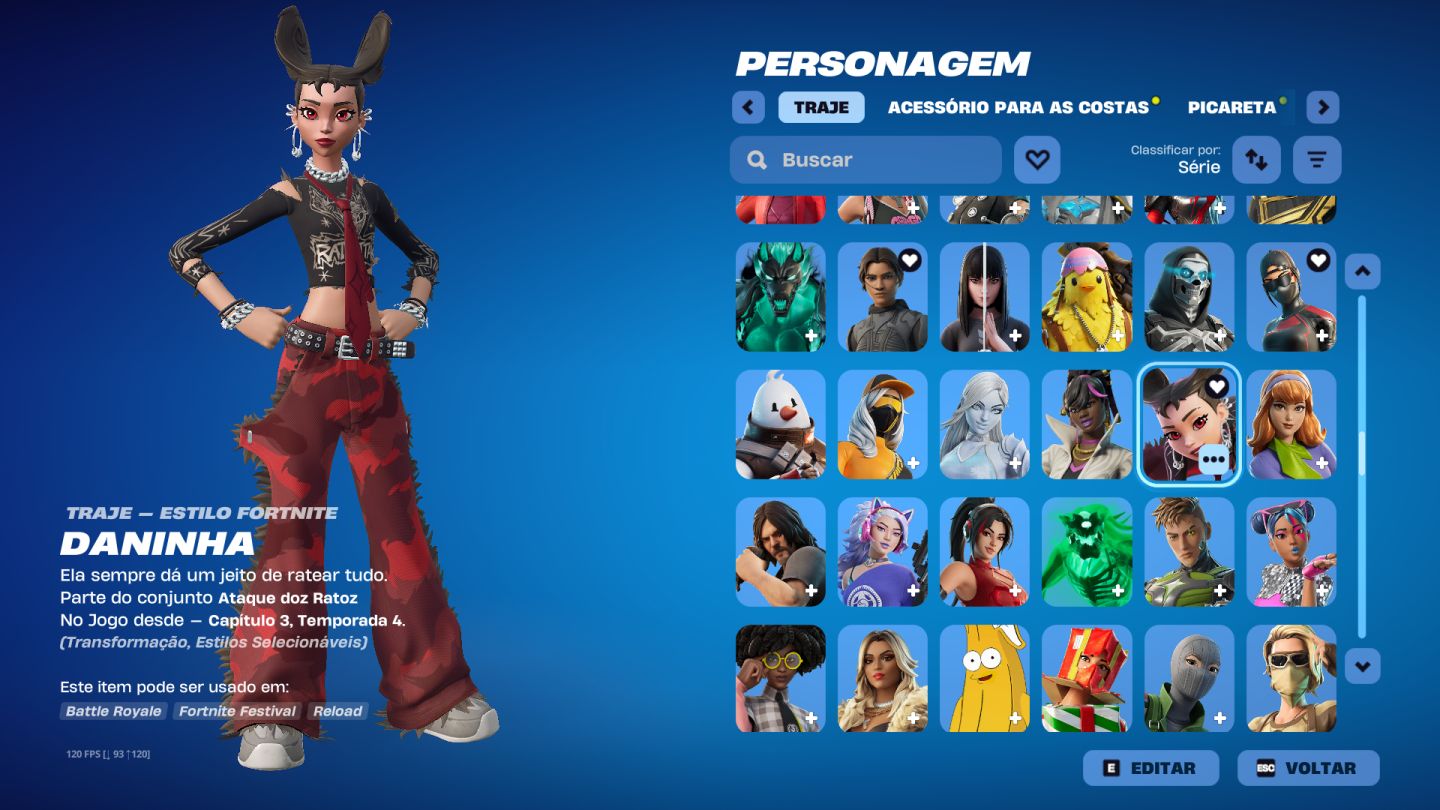 Conta fortnite competitivo, skins cleans, emote raro, picaretas cleans 300+ skin