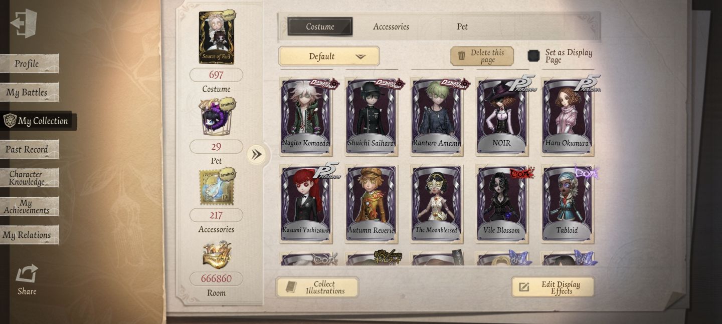 Conta Identity V (NA/EU Android) - Limitados, Danganronpa, Persona, Misty Villa