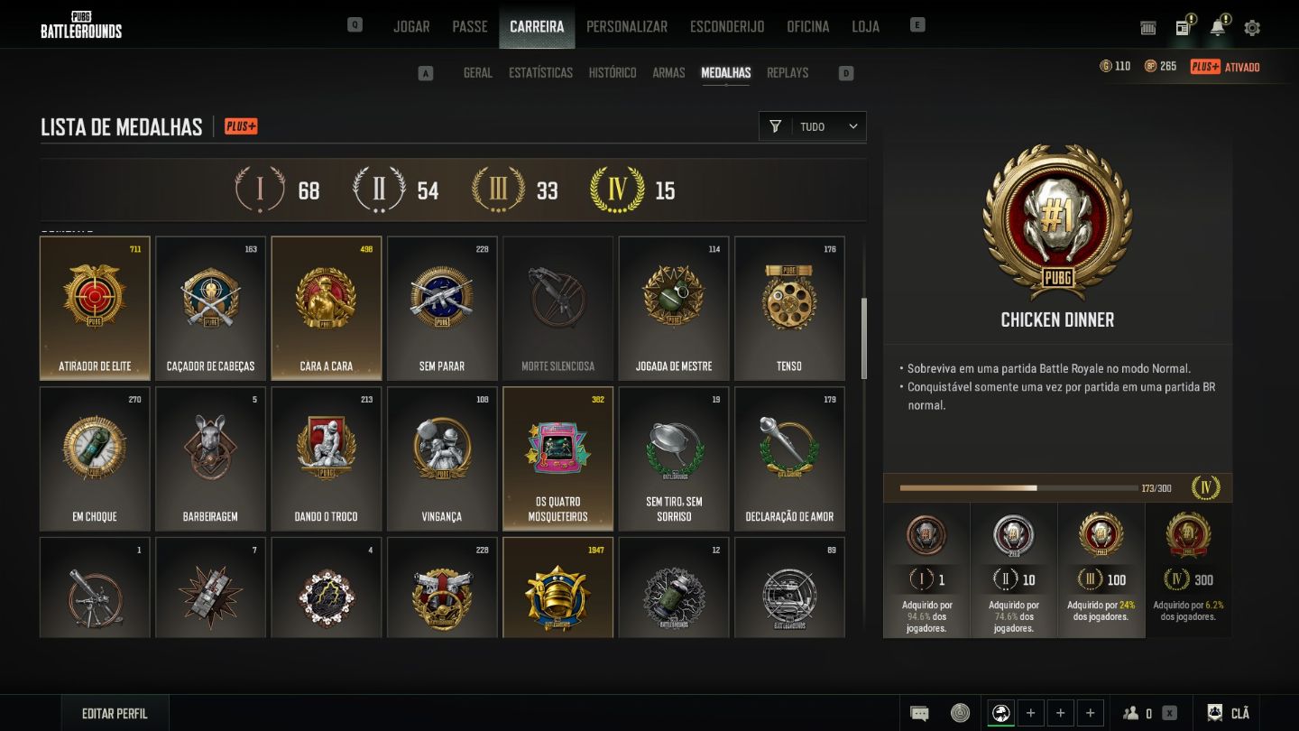 Conta de PUBG Plus STEAM - LVL 500 - 3.420 horas - 6 Armas Pregressivas + croma