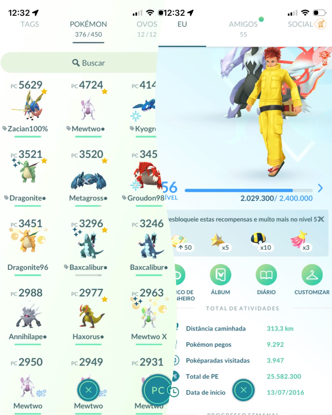CONTA LVL 56 IMPERDÍVEL POKÉMON GO