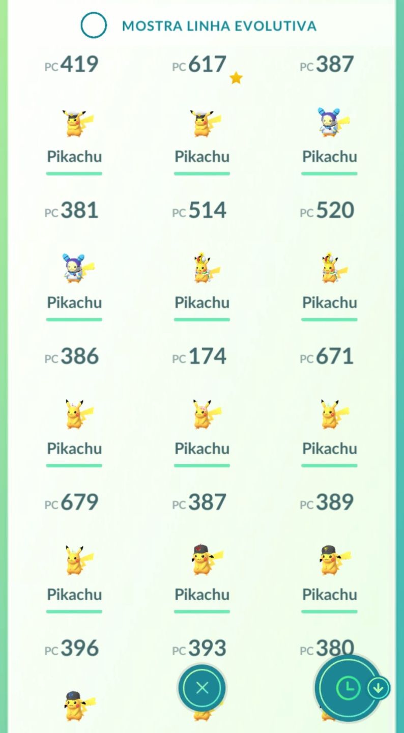 Pikachus/pichu de traje- pokemon go
