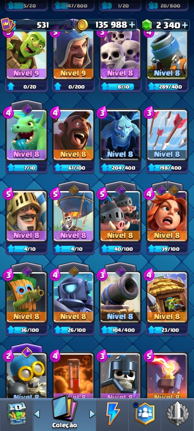 Conta iniciante de clash royale com 5 evoluções uma sendo mago